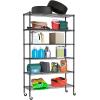 imageBestOffice  6Tier Wire Storage Shelves with Wheels  18x48x77  Chrome  Adjustable Racks  HeavyDuty Metal Shelf Holds Upto 600 lbs  NoTool Assembly  Ideal for Home ampamp Garage ShelvingBlack