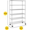 imageBestOffice  6Tier Wire Storage Shelves with Wheels  18x48x77  Chrome  Adjustable Racks  HeavyDuty Metal Shelf Holds Upto 600 lbs  NoTool Assembly  Ideal for Home ampamp Garage ShelvingChrome