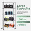 imageBestOffice  6Tier Wire Storage Shelves with Wheels  18x48x77  Chrome  Adjustable Racks  HeavyDuty Metal Shelf Holds Upto 600 lbs  NoTool Assembly  Ideal for Home ampamp Garage ShelvingChrome