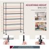 imageBestOffice  6Tier Wire Storage Shelves with Wheels  18x48x77  Chrome  Adjustable Racks  HeavyDuty Metal Shelf Holds Upto 600 lbs  NoTool Assembly  Ideal for Home ampamp Garage ShelvingBlack