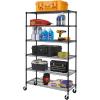 imageBestOffice  6Tier Wire Storage Shelves with Wheels  18x48x77  Chrome  Adjustable Racks  HeavyDuty Metal Shelf Holds Upto 600 lbs  NoTool Assembly  Ideal for Home ampamp Garage ShelvingBlack