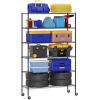 imageBestOffice  6Tier Wire Storage Shelves with Wheels  18x48x77  Chrome  Adjustable Racks  HeavyDuty Metal Shelf Holds Upto 600 lbs  NoTool Assembly  Ideal for Home ampamp Garage ShelvingBlack
