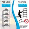 imageBestOffice  6Tier Wire Storage Shelves with Wheels  18x48x77  Chrome  Adjustable Racks  HeavyDuty Metal Shelf Holds Upto 600 lbs  NoTool Assembly  Ideal for Home ampamp Garage ShelvingBlack