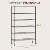 imageBestOffice  6Tier Wire Storage Shelves with Wheels  18x48x77  Chrome  Adjustable Racks  HeavyDuty Metal Shelf Holds Upto 600 lbs  NoTool Assembly  Ideal for Home ampamp Garage ShelvingBlack