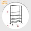 imageBestOffice  6Tier Wire Storage Shelves with Wheels  18x48x77  Chrome  Adjustable Racks  HeavyDuty Metal Shelf Holds Upto 600 lbs  NoTool Assembly  Ideal for Home ampamp Garage ShelvingBlack