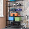 imageBestOffice  6Tier Wire Storage Shelves with Wheels  18x48x77  Chrome  Adjustable Racks  HeavyDuty Metal Shelf Holds Upto 600 lbs  NoTool Assembly  Ideal for Home ampamp Garage ShelvingBlack