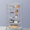 imageBestOffice  6Tier Wire Storage Shelves with Wheels  18x48x77  Chrome  Adjustable Racks  HeavyDuty Metal Shelf Holds Upto 600 lbs  NoTool Assembly  Ideal for Home ampamp Garage ShelvingChrome