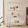 imageBestOffice  6Tier Wire Storage Shelves with Wheels  18x48x77  Chrome  Adjustable Racks  HeavyDuty Metal Shelf Holds Upto 600 lbs  NoTool Assembly  Ideal for Home ampamp Garage ShelvingChrome