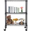 imageBestOffice  6Tier Wire Storage Shelves with Wheels  18x48x77  Chrome  Adjustable Racks  HeavyDuty Metal Shelf Holds Upto 600 lbs  NoTool Assembly  Ideal for Home ampamp Garage ShelvingBlack