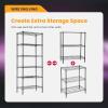 imageBestOffice  6Tier Wire Storage Shelves with Wheels  18x48x77  Chrome  Adjustable Racks  HeavyDuty Metal Shelf Holds Upto 600 lbs  NoTool Assembly  Ideal for Home ampamp Garage ShelvingBlack