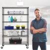 imageBestOffice  6Tier Wire Storage Shelves with Wheels  18x48x77  Chrome  Adjustable Racks  HeavyDuty Metal Shelf Holds Upto 600 lbs  NoTool Assembly  Ideal for Home ampamp Garage ShelvingBlack