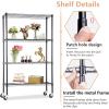 imageBestOffice  6Tier Wire Storage Shelves with Wheels  18x48x77  Chrome  Adjustable Racks  HeavyDuty Metal Shelf Holds Upto 600 lbs  NoTool Assembly  Ideal for Home ampamp Garage ShelvingBlack
