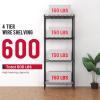 imageBestOffice Adjustable Wire Shelving Storage Shelves Heavy Duty Shelving Unit for Small Places Kitchen Garage Chrome 361454Black