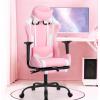 imageBestOffice Ergonomic Office PC Gaming Desk Chair Executive PU Leather Computer Lumbar Support with Footrest Modern Task Rolling Swivel Chair for Women MenWhitePink