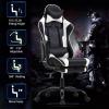 imageBestOffice Ergonomic Office PC Gaming Desk Chair Executive PU Leather Computer Lumbar Support with Footrest Modern Task Rolling Swivel Chair for Women MenWhiteWhite