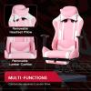 imageBestOffice Ergonomic Office PC Gaming Desk Chair Executive PU Leather Computer Lumbar Support with Footrest Modern Task Rolling Swivel Chair for Women MenWhitePink