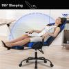 imageBestOffice Ergonomic Office PC Gaming Desk Chair Executive PU Leather Computer Lumbar Support with Footrest Modern Task Rolling Swivel Chair for Women MenWhiteBlue