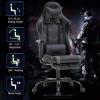 imageBestOffice Ergonomic Office PC Gaming Desk Chair Executive PU Leather Computer Lumbar Support with Footrest Modern Task Rolling Swivel Chair for Women MenWhiteGrey