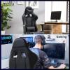imageBestOffice Ergonomic Office PC Gaming Desk Chair Executive PU Leather Computer Lumbar Support with Footrest Modern Task Rolling Swivel Chair for Women MenWhiteGrey