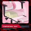 imageBestOffice Ergonomic Office PC Gaming Desk Chair Executive PU Leather Computer Lumbar Support with Footrest Modern Task Rolling Swivel Chair for Women MenWhitePink