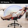 imageBestOffice Ergonomic Office PC Gaming Desk Chair Executive PU Leather Computer Lumbar Support with Footrest Modern Task Rolling Swivel Chair for Women MenWhiteRed