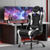 imageBestOffice Ergonomic Office PC Gaming Desk Chair Executive PU Leather Computer Lumbar Support with Footrest Modern Task Rolling Swivel Chair for Women MenWhiteWhite
