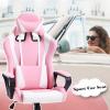 imageBestOffice HighBack Gaming Chair PC Office Chair Computer Racing Chair PU Desk Task Chair Ergonomic Executive Swivel Rolling Chair with Lumbar Support for Back Pain Women MenWhitePink