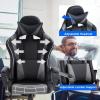 imageBestOffice HighBack Gaming Chair PC Office Chair Computer Racing Chair PU Desk Task Chair Ergonomic Executive Swivel Rolling Chair with Lumbar Support for Back Pain Women MenWhiteGrey