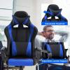 imageBestOffice HighBack Gaming Chair PC Office Chair Computer Racing Chair PU Desk Task Chair Ergonomic Executive Swivel Rolling Chair with Lumbar Support for Back Pain Women MenWhiteBlue