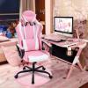 imageBestOffice HighBack Gaming Chair PC Office Chair Computer Racing Chair PU Desk Task Chair Ergonomic Executive Swivel Rolling Chair with Lumbar Support for Back Pain Women MenWhitePink