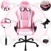 imageBestOffice HighBack Gaming Chair PC Office Chair Computer Racing Chair PU Desk Task Chair Ergonomic Executive Swivel Rolling Chair with Lumbar Support for Back Pain Women MenWhitePink
