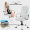 imageBestOffice Office Chair Cheap Desk Chair Ergonomic Computer Chair with Lumbar Support Arms Headrest PU Leather Modern Rolling Swivel Executive Chair for Back Pain Women Men AdultsBlackWhite