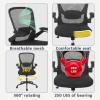 imageBestOffice Office Chair Ergonomic Desk Chair Mesh Computer Chair Swivel Rolling Mid Back Task Chair with Lumbar Support Flipup Arms Massage Adjustable Chair for Women AdultsBlackBlack
