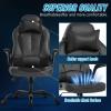 imageBestOffice PC Gaming Chair Ergonomic Office Chair Desk Chair with Lumbar Support Flip Up Arms Headrest PU Leather Executive High Back Computer Chair for Adults Women Men WhiteBlack