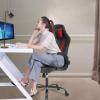 imageBestOffice PC Gaming Chair Ergonomic Office Chair Desk Chair with Lumbar Support Flip Up Arms Headrest PU Leather Executive High Back Computer Chair for Adults Women Men WhiteRed