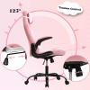 imageBestOffice PC Gaming Chair Ergonomic Office Chair Desk Chair with Lumbar Support Flip Up Arms Headrest PU Leather Executive High Back Computer Chair for Adults Women Men WhitePink