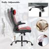 imageBestOffice PC Gaming Chair Ergonomic Office Chair Desk Chair with Lumbar Support Flip Up Arms Headrest PU Leather Executive High Back Computer Chair for Adults Women Men WhiteRed