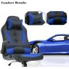 imageBestOffice PC Gaming Chair Ergonomic Office Chair Desk Chair with Lumbar Support Flip Up Arms Headrest PU Leather Executive High Back Computer Chair for Adults Women Men WhiteBlue
