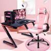 imageBestOffice PC Gaming Chair Ergonomic Office Chair Desk Chair with Lumbar Support Flip Up Arms Headrest PU Leather Executive High Back Computer Chair for Adults Women Men WhitePink