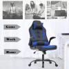 imageBestOffice PC Gaming Chair Ergonomic Office Chair Desk Chair with Lumbar Support Flip Up Arms Headrest PU Leather Executive High Back Computer Chair for Adults Women Men WhiteBlue