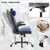 imageBestOffice PC Gaming Chair Ergonomic Office Chair Desk Chair with Lumbar Support Flip Up Arms Headrest PU Leather Executive High Back Computer Chair for Adults Women Men WhiteBlue
