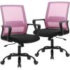 imageBestOffice Swivel Rolling Computer Chair Executive Lumbar Support Task Mesh Chair Adjustable Stool for Women Men BlackPink