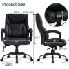 imageBig and Tall Office Chair 500lb Wide Seat Desk Chair with Lumbar Support Armrest Swivel Rolling High Back PU Leather Computer Chair Massage Adjustable Ergonomic Task Chair for Adults WomenBlackBlack