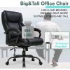 imageBig and Tall Office Chair 500lb Wide Seat Desk Chair with Lumbar Support Armrest Swivel Rolling High Back PU Leather Computer Chair Massage Adjustable Ergonomic Task Chair for Adults WomenBlackBlack
