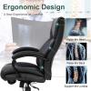 imageBig and Tall Office Chair 500lb Wide Seat Desk Chair with Lumbar Support Armrest Swivel Rolling High Back PU Leather Computer Chair Massage Adjustable Ergonomic Task Chair for Adults WomenBlackBlack