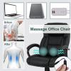 imageBig and Tall Office Chair 500lb Wide Seat Desk Chair with Lumbar Support Armrest Swivel Rolling High Back PU Leather Computer Chair Massage Adjustable Ergonomic Task Chair for Adults WomenBlackBlack