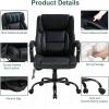 imageBig and Tall Office Chair 500lb Wide Seat Desk Chair with Lumbar Support Armrest Swivel Rolling High Back PU Leather Computer Chair Massage Adjustable Ergonomic Task Chair for Adults WomenBlackBlack