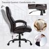 imageBig and Tall Office Chair 500lbs Wide Seat Ergonomic Desk Chair Task High Back Executive Chair Rolling Swivel PU Computer Chair with Lumbar Support Armrest Adjustable Chair for Heavy People BrownBrown