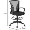 imageDrafting Chair Ergonomic Tall Office Chair Standing Desk Chair with Flip Up Arms Foot Rest Back Support Adjustable Height Mesh Drafting Stool BlackBlack