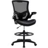 imageDrafting Chair Ergonomic Tall Office Chair Standing Desk Chair with Flip Up Arms Foot Rest Back Support Adjustable Height Mesh Drafting Stool BlackBlack